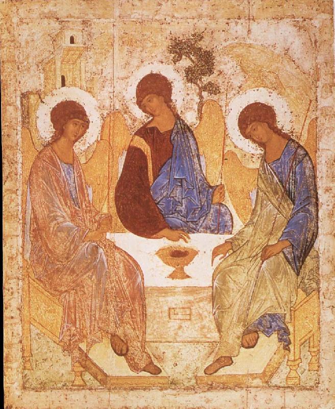 unknow artist Andrei Rublev, The gammaltestamentliga Trinity oil painting image